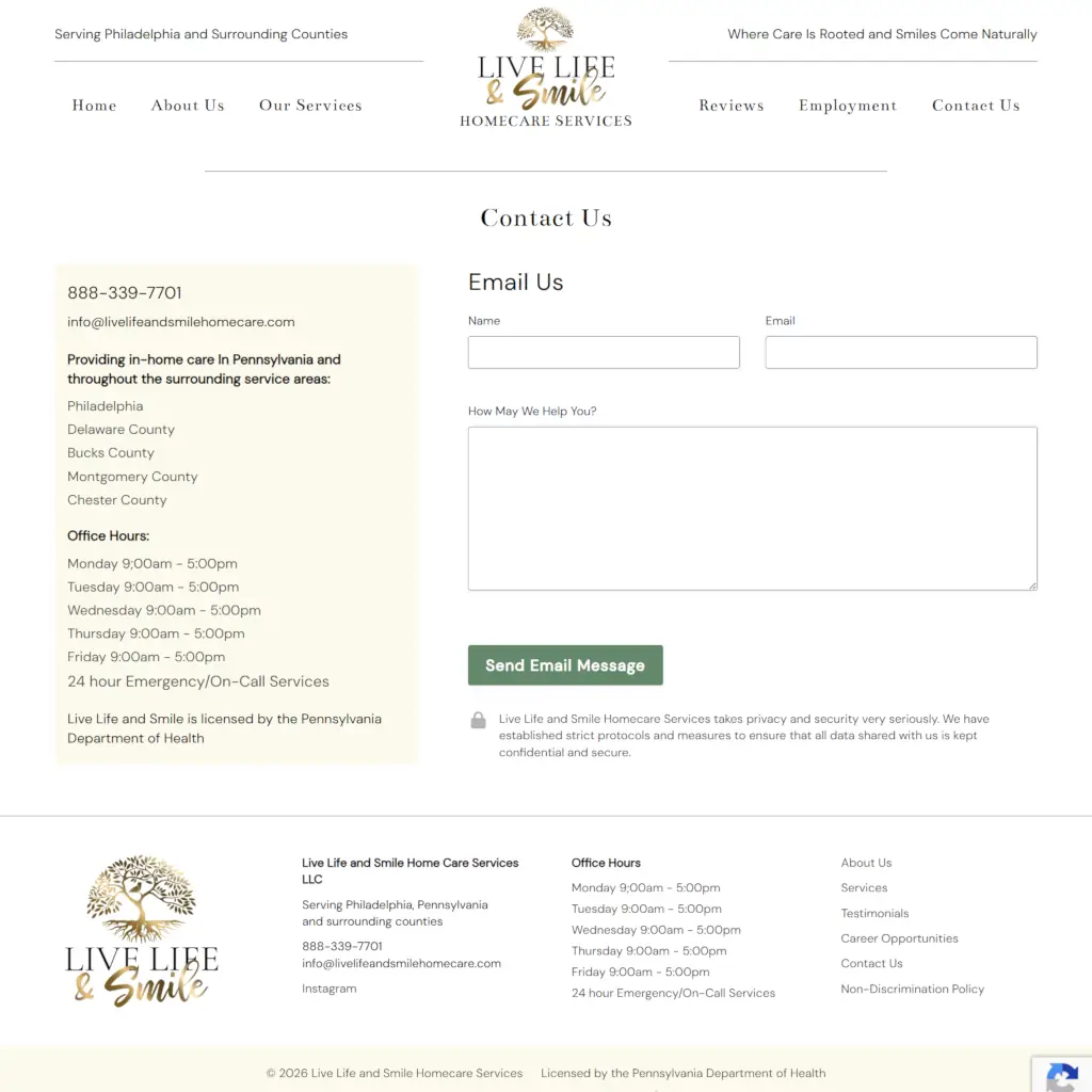 live-life-and-smile-homecare-services-website-contact-us-webpage